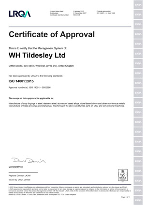LRQA ISO 14001 Approval - Environmental
